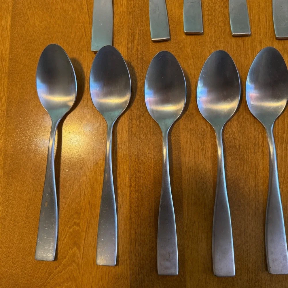 Gourmet Settings Flatware Set GS Stainless Silver Good Brushed Modern Cutlery
